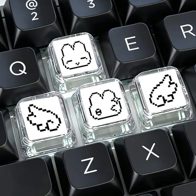 Gaming Accessories Aesthetic - 4 adet Sevimli Piksel Tavşan İfade